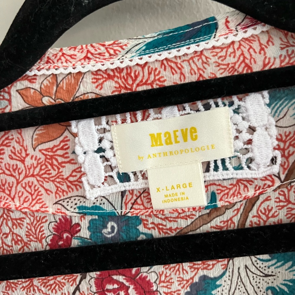 Anthropologie Pink Floral Midi Dress with Teal and Red Accents - Picture 10 of 10